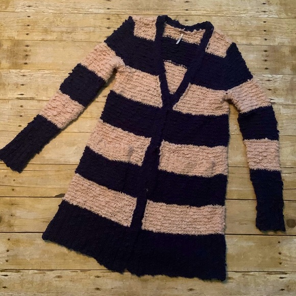 Free People Loose Knit Snap Front Sweater - Picture 2 of 7